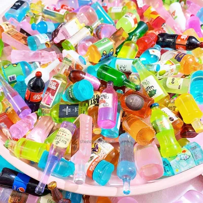 10 Pcs Mini Resin Juice Water Bottle Glow in the dark